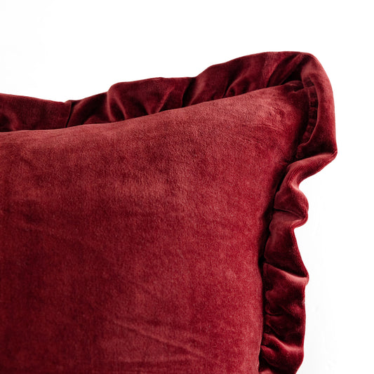 Oxblood Velvet Ruffle - 18" | 22"