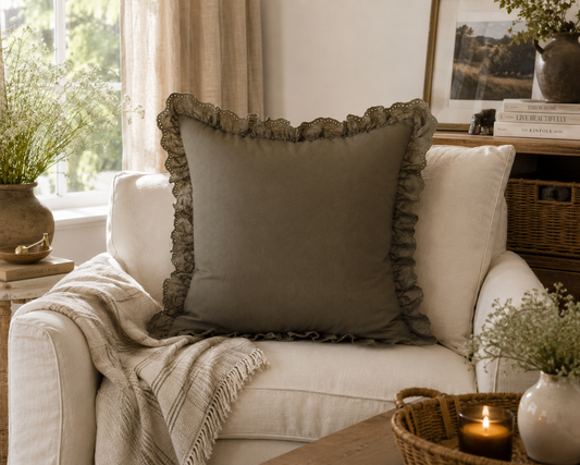 Dark Olive Eyelet Ruffle Basics - 18" | 22" | 26" | 12x20" | 12x40"