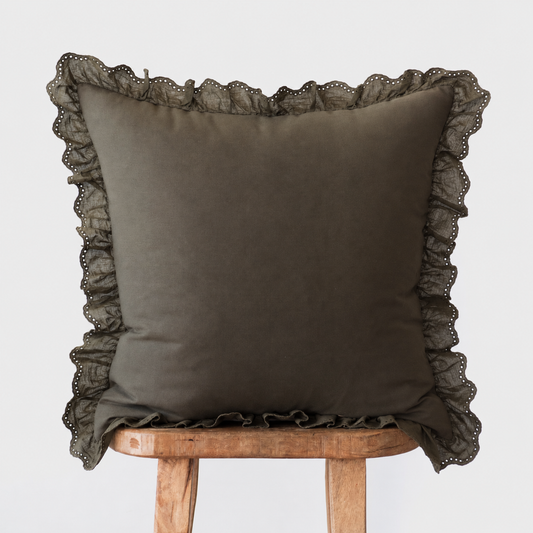 Dark Olive Eyelet Ruffle Basics - 18" | 22" | 26" | 12x20" | 12x40"