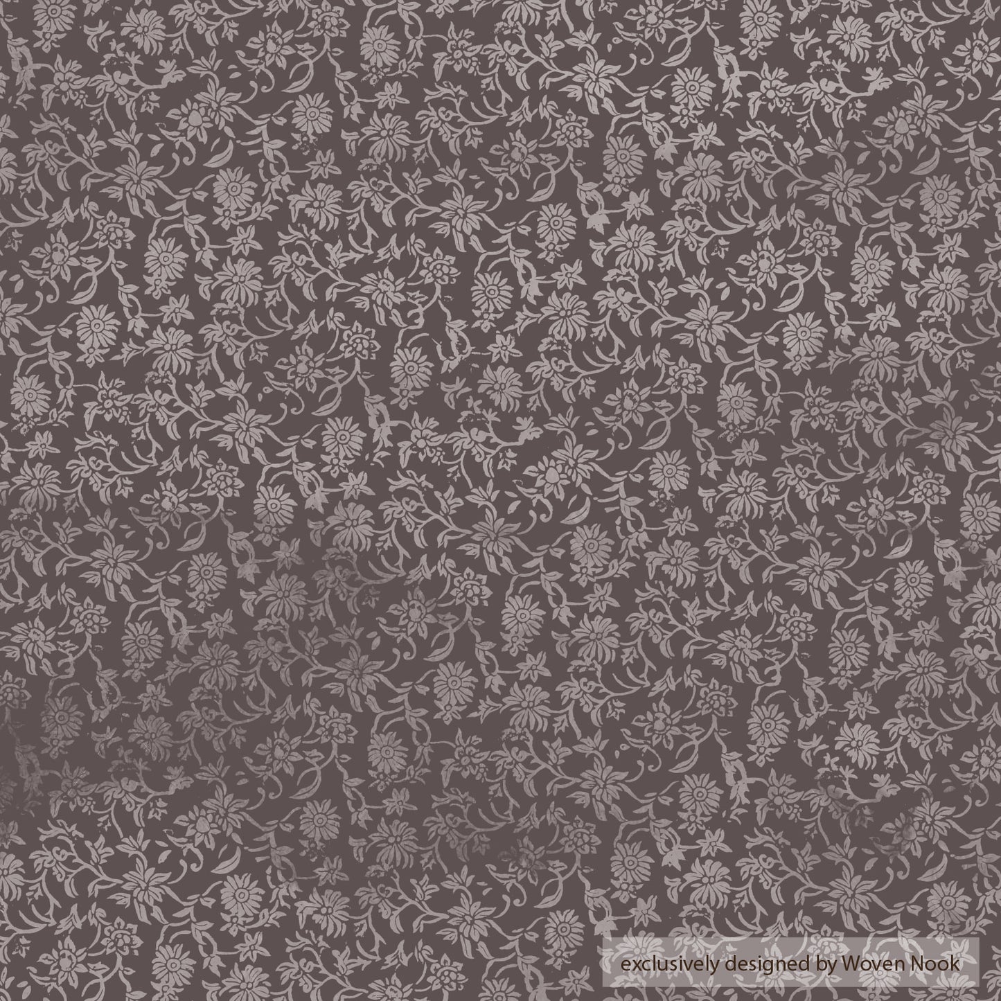 Gray damask floral pattern fabric with vertical stripe panels in multiple widths.