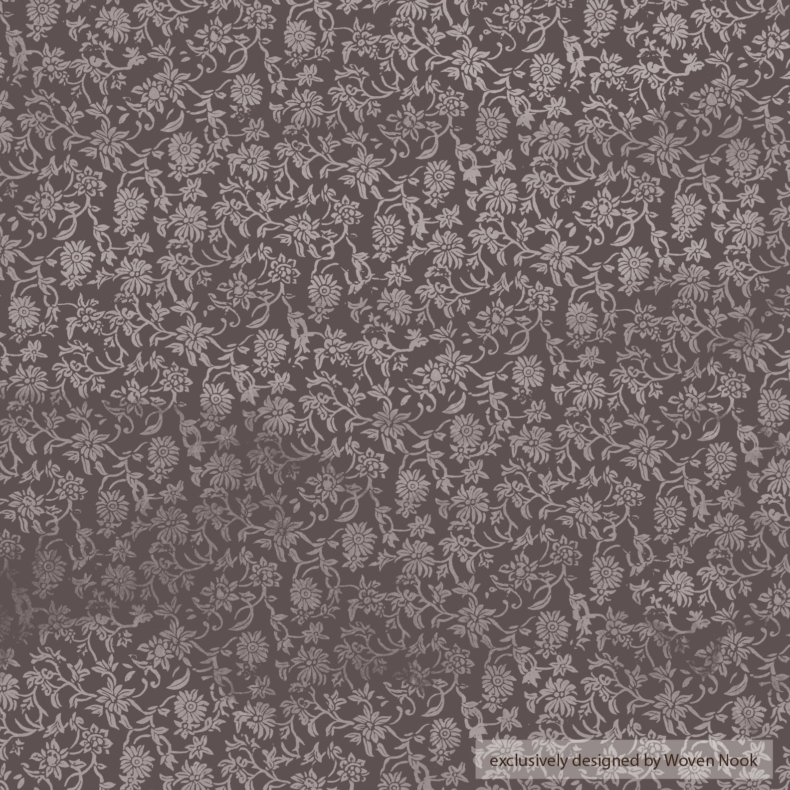 Gray damask floral pattern fabric with vertical stripe panels in multiple widths.