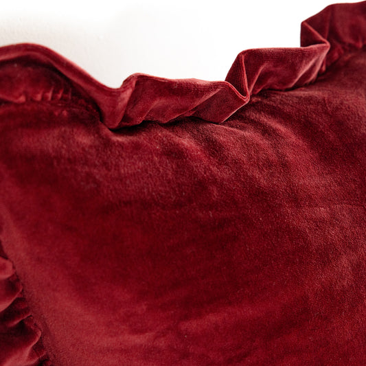 Oxblood Velvet Ruffle - 18" | 22"