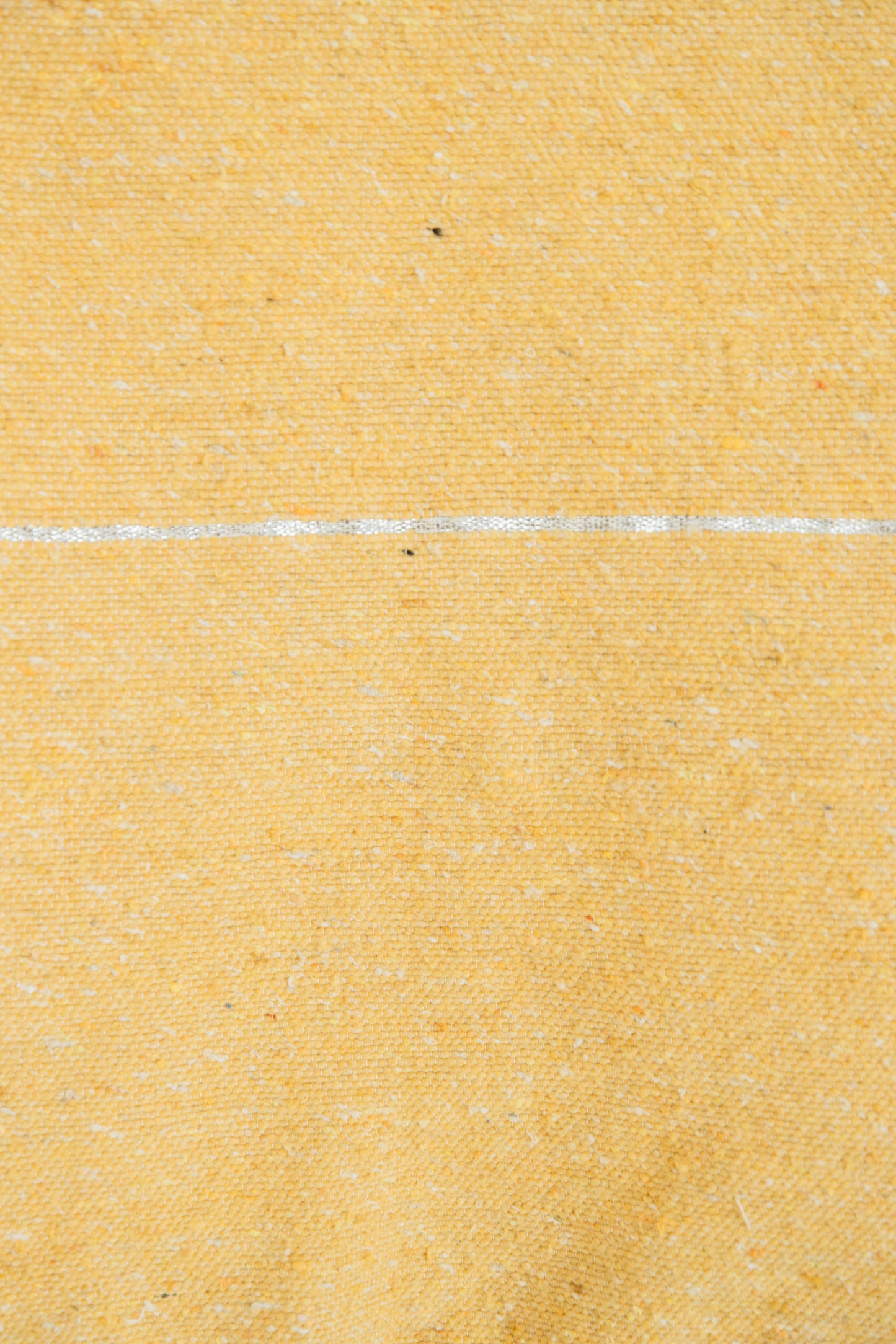 Yellow woven fabric with horizontal white stripe detail across the center.