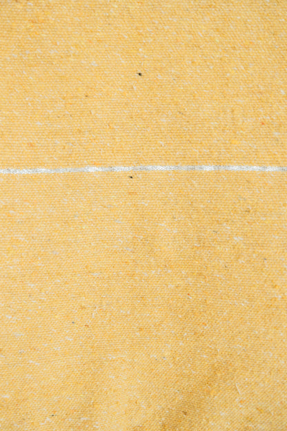 Yellow woven fabric with horizontal white stripe detail across the center.